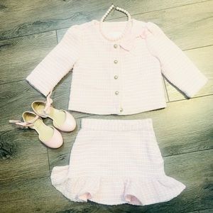 Janie and Jack pink boucle outfit